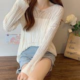 透かし編みニットプルオーバー【韓国ファッション】【春夏新商品】 | Girly Doll | 詳細画像2 
