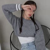 グレー | ライン入りショート丈ニット | Girly Doll