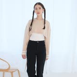 ベージュ | ライン入りショート丈ニット | Girly Doll