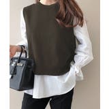 レイヤードが楽しめる！ニットベスト・ブラウス2枚セット【韓国ファッション】 | Girly Doll | 詳細画像5 