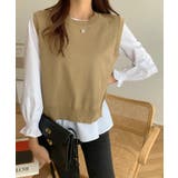 レイヤードが楽しめる！ニットベスト・ブラウス2枚セット【韓国ファッション】 | Girly Doll | 詳細画像6 