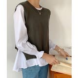 レイヤードが楽しめる！ニットベスト・ブラウス2枚セット【韓国ファッション】 | Girly Doll | 詳細画像16 