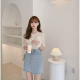 ベージュ | レース半袖トップス【韓国ファッション】 | Girly Doll