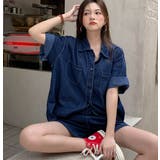 デニムシャツ+ショートパンツ セットアップ【韓国ファッション】 | Girly Doll | 詳細画像2
