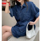 デニムシャツ+ショートパンツ セットアップ【韓国ファッション】 | Girly Doll | 詳細画像4