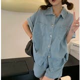 デニムシャツ+ショートパンツ セットアップ【韓国ファッション】 | Girly Doll | 詳細画像9