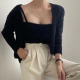 ブラック | シャギーニットトップス＋カーディガン 二枚セット【韓国ファッション】 | Doula Doula