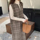 Vネックウールチェックロングノースリワンピース【韓国ファッション】 | Girly Doll | 詳細画像7 