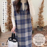 Vネックウールチェックロングノースリワンピース【韓国ファッション】 | Girly Doll | 詳細画像1 