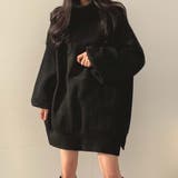 ブラック | サイドスリットチュニックニット【韓国FASHION】【2022秋冬商品】 | Girly Doll