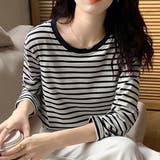 ボーダー長袖Ｔシャツ【韓国ファッション】【春夏新商品】 | Doula Doula | 詳細画像4 