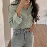 グリーン | カラーシャツブラウス【韓国ファッション】【春夏新商品】 | Girly Doll