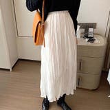 ホワイト | ワッシャーマキシスカート【韓国ファッション】【春夏新商品】 | Girly Doll