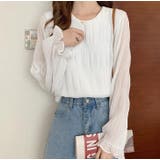 ホワイト | シャーリングシアーブラウス【韓国ファッション】【春夏新商品】 | Doula Doula