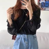 シャーリングシアーブラウス【韓国ファッション】【春夏新商品】 | Doula Doula | 詳細画像3 