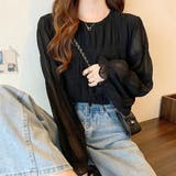 シャーリングシアーブラウス【韓国ファッション】【春夏新商品】 | Doula Doula | 詳細画像4 
