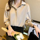 モカ | とろみサテンブラウス【韓国ファッション】 | Doula Doula