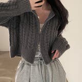 ダブルジップケーブル編みニットカーディガン【韓国ファッション】 | Girly Doll | 詳細画像8