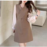 Vネックドッキングワンピース【韓国ファッション】 | Girly Doll | 詳細画像12