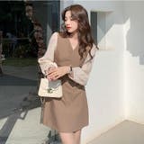 Vネックドッキングワンピース【韓国ファッション】 | Girly Doll | 詳細画像6