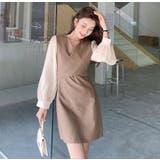 Vネックドッキングワンピース【韓国ファッション】 | Girly Doll | 詳細画像8