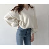 オーバーサイズVネックニット・セーター【韓国ファッション】 | Girly Doll | 詳細画像7 