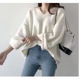 オーバーサイズVネックニット・セーター【韓国ファッション】 | Girly Doll | 詳細画像8 