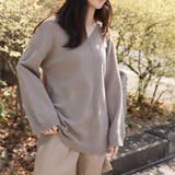 モカ | オーバーサイズVネックニット・セーター【韓国ファッション】 | Girly Doll