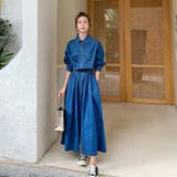 デニムフレアロングワンピース【韓国ファッション】 | Girly Doll | 詳細画像2 