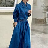 デニムフレアロングワンピース【韓国ファッション】 | Girly Doll | 詳細画像7 