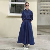 デニムフレアロングワンピース【韓国ファッション】 | Girly Doll | 詳細画像9 