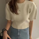 ホワイト | パフスリーブサマーニット【韓国ファッション】 | Girly Doll