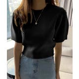 ブラック | パフスリーブサマーニット【韓国ファッション】 | Girly Doll