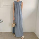 襟ギャザーフレアワンピース【韓国ファッション】 | Doula Doula | 詳細画像4 