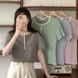ヘンリーネックボーダートップス【韓国ファッション】 | Girly Doll | 詳細画像2