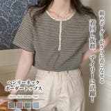 ヘンリーネックボーダートップス【韓国ファッション】 | Girly Doll | 詳細画像1
