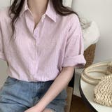 ストライプ半袖シャツ【韓国ファッション】 | Doula Doula | 詳細画像4