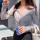 Vネックリブニットカーディガン【韓国ファッション】【春夏新商品】 | Doula Doula | 詳細画像2 