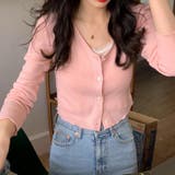 Vネックリブニットカーディガン【韓国ファッション】【春夏新商品】 | Doula Doula | 詳細画像4 