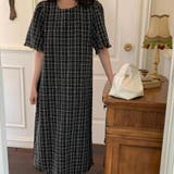 ブラック | ツイードロングワンピース【韓国ファッション】 | Doula Doula