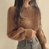 ブラウン | ローゲージクロップドニット【韓国ファッション】 | Girly Doll