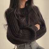 ブラック | ローゲージクロップドニット【韓国ファッション】 | Girly Doll
