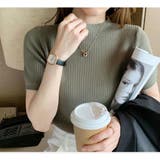 カーキ | サマーリブニットトップス【韓国ファッション】 | Girly Doll