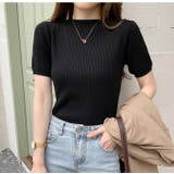 ブラック | サマーリブニットトップス【韓国ファッション】 | Girly Doll
