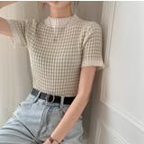 ツイード編み半袖ニットトップス【韓国ファッション】 | Doula Doula | 詳細画像2 