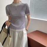 ツイード編み半袖ニットトップス【韓国ファッション】 | Doula Doula | 詳細画像8 