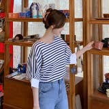 ホワイト | バルーンスリーブボートネックボーダートップス【韓国ファッション】 | Doula Doula