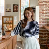 バルーンスリーブボートネックボーダートップス【韓国ファッション】 | Doula Doula | 詳細画像7