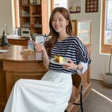 バルーンスリーブボートネックボーダートップス【韓国ファッション】 | Doula Doula | 詳細画像8