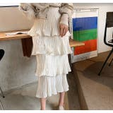 ベージュ | プリーツティアードロングスカート【韓国ファッション】 | Doula Doula